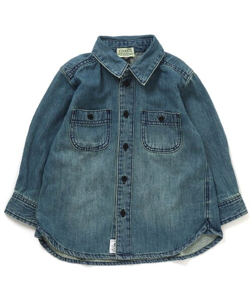 F.O.KIDS(エフオーキッズ)の「/デニムシャツ(シャツ/ブラウス・キッズ・ブルー/ネイビー・90/100/110/120/80/130/95/140)」の2枚目の写真