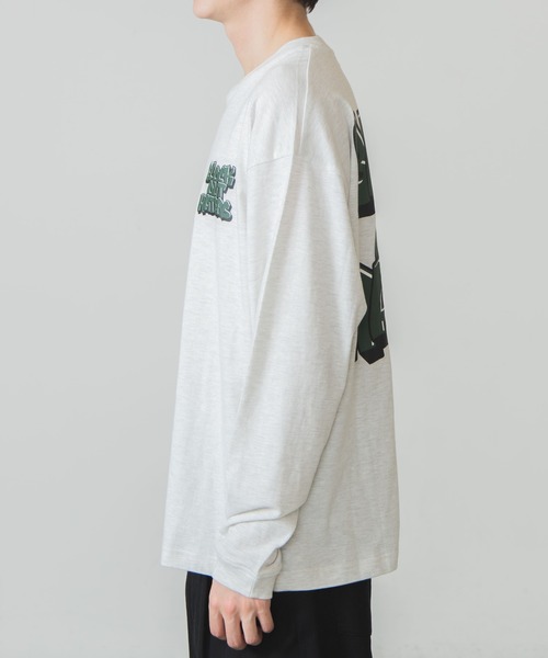 WEGO(ウィゴー)の「WEGO/グラフィティバックロゴロンT(Tシャツ/カットソー・メンズ・オートミール/杢グレー・LARGE/SMALL/MEDIUM)」の14枚目の写真