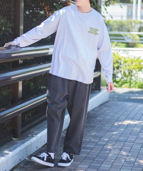 WEGO(ウィゴー)の「WEGO/グラフィティバックロゴロンT(Tシャツ/カットソー・メンズ・オートミール/杢グレー・LARGE/SMALL/MEDIUM)」の13枚目の写真
