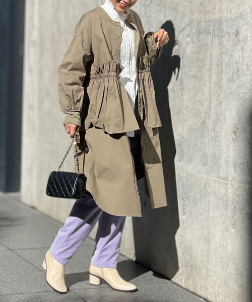 NOLLEY’S(ノーリーズ)の「◇【WEB限定】【CYAN TOKYO/シアントーキョー】ワイドスリーブギャザーコート(その他アウター・レディース・ベージュ/オリーブ/ブラック・FREE)」の3枚目の写真