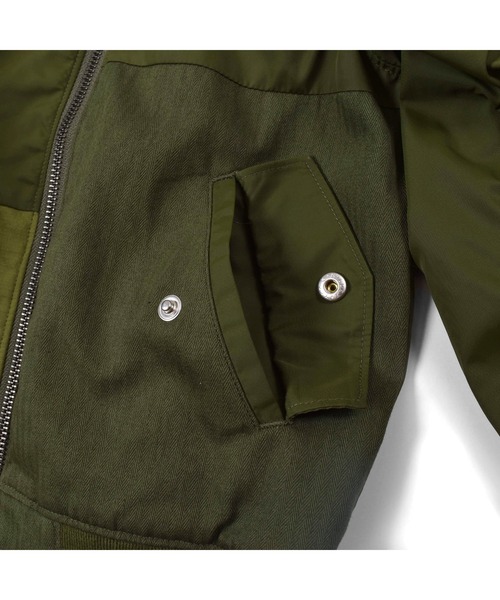 WASK（ワスク）の「WASK/異素材 切り替え パッチワーク MA-1 (100~160cm)（ブルゾン・キッズ・グリーン/ブラック・150/140/130/160/120/110/100）」の21枚目の写真