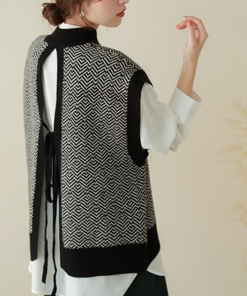 SUGAR BISKET（シュガービスケット）の「バックシャンニットベスト（ベスト・レディース・ブラック/ホワイト/ベージュ/ブラウン・フリー）」の22枚目の写真
