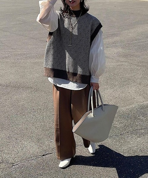 SUGAR BISKET（シュガービスケット）の「バックシャンニットベスト（ベスト・レディース・ブラック/ホワイト/ベージュ/ブラウン・フリー）」の10枚目の写真