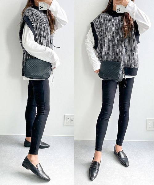 SUGAR BISKET（シュガービスケット）の「バックシャンニットベスト（ベスト・レディース・ブラック/ホワイト/ベージュ/ブラウン・フリー）」の9枚目の写真