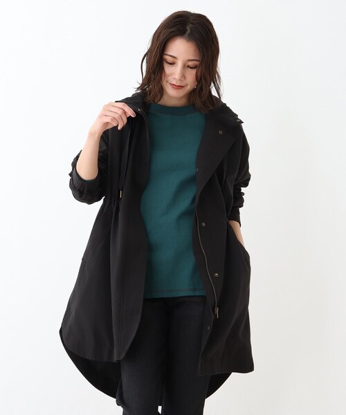 SHOO・LA・RUE(シューラルー)の「◆【M-3L】ラウンドヘムミリタリーコート(その他アウター・レディース・ブラック/カーキ/ベージュ・02/03/04/05)」の1枚目の写真