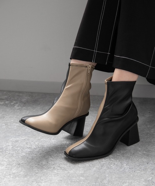 HARE（ハレ）の「ストレッチレザースクエアブーツ(HARE)（ブーツ