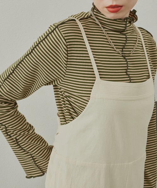 hinari(ヒナリ)の「メロウリブトップス(Tシャツ/カットソー・レディース・ブラック/オフホワイト/ボルドー/マスタード/ピンク/ライトグリーン/ライトブルー/グリーン系その他/テラコッタ・FREE)」の19枚目の写真