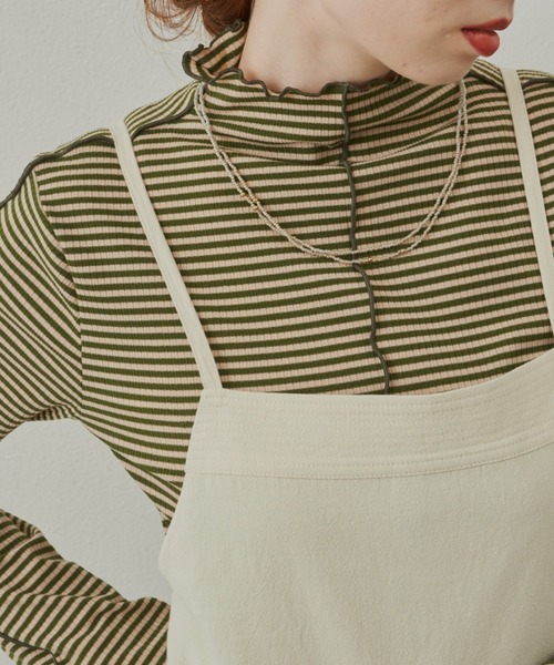 hinari(ヒナリ)の「メロウリブトップス(Tシャツ/カットソー・レディース・ブラック/オフホワイト/ボルドー/マスタード/ピンク/ライトグリーン/ライトブルー/グリーン系その他/テラコッタ・FREE)」の18枚目の写真