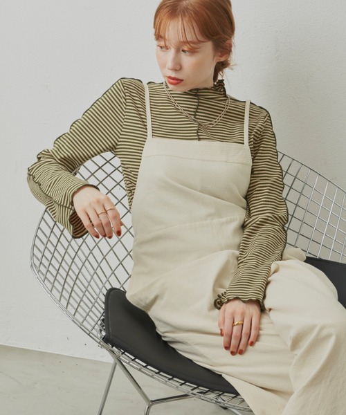 hinari(ヒナリ)の「メロウリブトップス(Tシャツ/カットソー・レディース・ブラック/オフホワイト/ボルドー/マスタード/ピンク/ライトグリーン/ライトブルー/グリーン系その他/テラコッタ・FREE)」の20枚目の写真