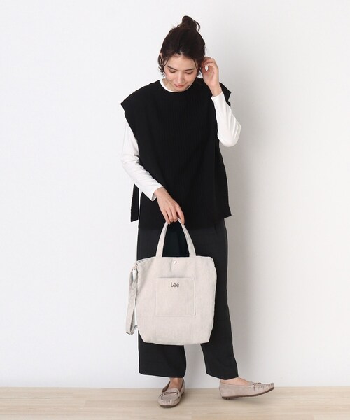 DRESKIP（ドレスキップ）の「◆【Lee別注】ショルダー付きコーデュロイトート（トートバッグ・レディース・ブルー/キャメル/ライトベージュ/ブラック・00）」の12枚目の写真