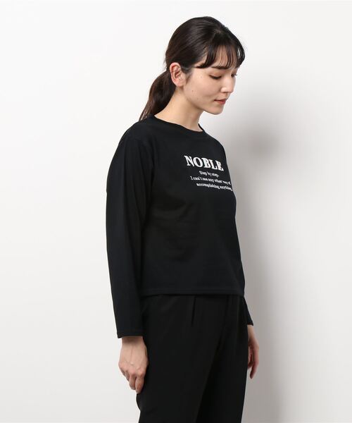 Allamanda（アラマンダ）の「刺繍ロゴロンTシャツ（Tシャツ/カットソー・レディース・ホワイト×ブルー/ホワイト×ブラック/ブラック×ホワイト・M）」の3枚目の写真