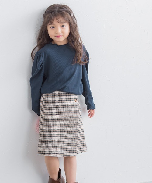 lulpini（ルルピー二）の「kids　パフスリーブメローロングスリーブTシャツ（Tシャツ/カットソー・キッズ・ネイビー/オフホワイト/ライム/サーモンピンク・S/M/L）」の3枚目の写真