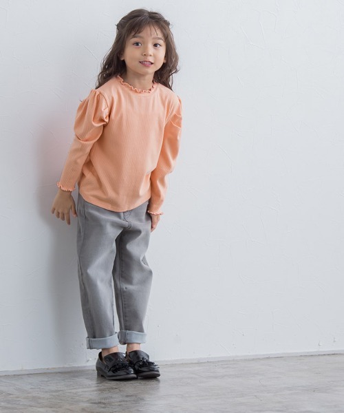 lulpini（ルルピー二）の「kids　パフスリーブメローロングスリーブTシャツ（Tシャツ/カットソー・キッズ・ネイビー/オフホワイト/ライム/サーモンピンク・S/M/L）」の21枚目の写真