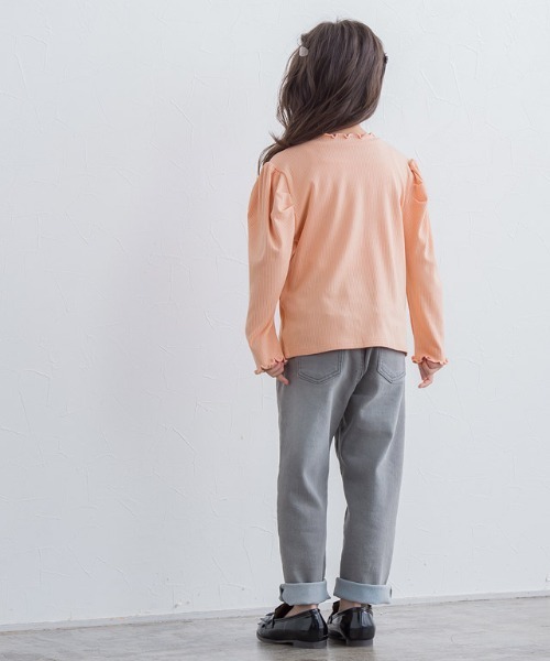 lulpini（ルルピー二）の「kids　パフスリーブメローロングスリーブTシャツ（Tシャツ/カットソー・キッズ・ネイビー/オフホワイト/ライム/サーモンピンク・S/M/L）」の22枚目の写真