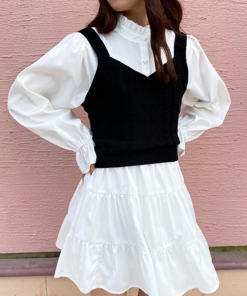 apres jour（アプレジュール）の「ケーブルビスチェ【ZOZOTOWN限定アイテム】（ニット/セーター・レディース・ブラック/ダークブラウン/ライトベージュ・フリー/X-LARGE）」の6枚目の写真