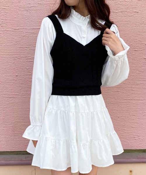 apres jour（アプレジュール）の「ケーブルビスチェ【ZOZOTOWN限定アイテム】（ニット/セーター・レディース・ブラック/ダークブラウン/ライトベージュ・フリー/X-LARGE）」の7枚目の写真