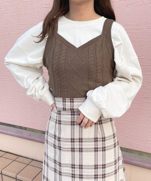 apres jour（アプレジュール）の「ケーブルビスチェ【ZOZOTOWN限定アイテム】（ニット/セーター・レディース・ブラック/ダークブラウン/ライトベージュ・フリー/X-LARGE）」の15枚目の写真