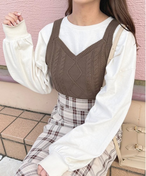 apres jour（アプレジュール）の「ケーブルビスチェ【ZOZOTOWN限定アイテム】（ニット/セーター・レディース・ブラック/ダークブラウン/ライトベージュ・フリー/X-LARGE）」の13枚目の写真