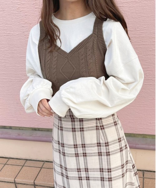 apres jour（アプレジュール）の「ケーブルビスチェ【ZOZOTOWN限定アイテム】（ニット/セーター・レディース・ブラック/ダークブラウン/ライトベージュ・フリー/X-LARGE）」の16枚目の写真