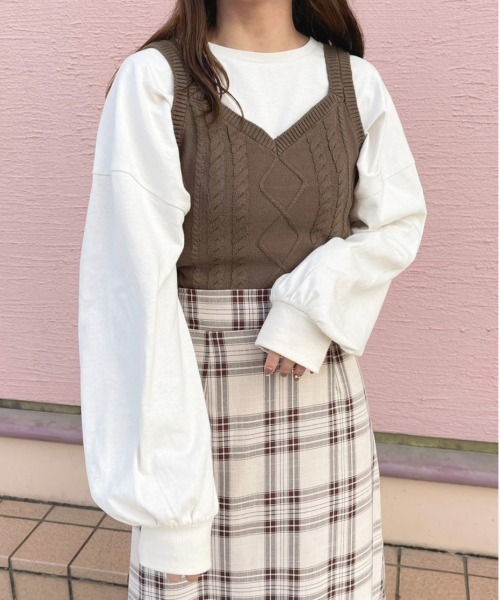 apres jour（アプレジュール）の「ケーブルビスチェ【ZOZOTOWN限定アイテム】（ニット/セーター・レディース・ブラック/ダークブラウン/ライトベージュ・フリー/X-LARGE）」の17枚目の写真