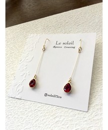 【Le soleil】ドロップ型 スワロフスキーピアス(MA)