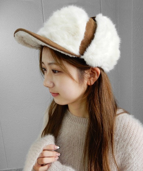 minia（ミニア）の「フライトキャップ/ボアキャップ（キャップ・レディース・キャメル/ブラック・FREE）」の9枚目の写真