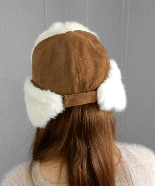 minia（ミニア）の「フライトキャップ/ボアキャップ（キャップ・レディース・キャメル/ブラック・FREE）」の5枚目の写真