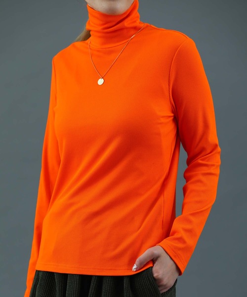 sara&cake（サラアンドケイク）の「タートルネックカットソー（Tシャツ/カットソー・レディース・オレンジ/グレー/ホワイト・FREE）」の3枚目の写真