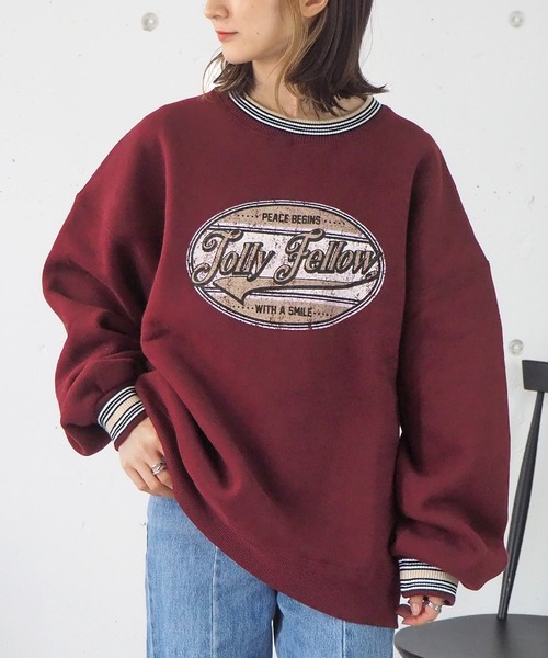 tiptop(ティップトップ)の「オーバルロゴラインリブプルオーバー(スウェット・レディース・グレー/アイボリー/グリーン/エンジ・FREE)」の16枚目の写真