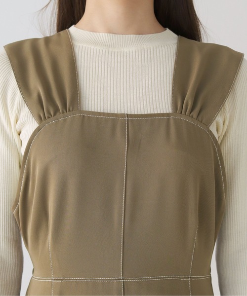 HER CLOSET(ハークローゼット)の「【cheriella】WEB限定ステッチデザインフレアワンピース(ジャンパースカート・レディース・ブラック/モカ/グレイッシュベージュ・M)」の15枚目の写真