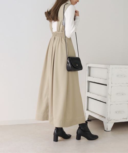 HER CLOSET(ハークローゼット)の「【cheriella】WEB限定ステッチデザインフレアワンピース(ジャンパースカート・レディース・ブラック/モカ/グレイッシュベージュ・M)」の20枚目の写真