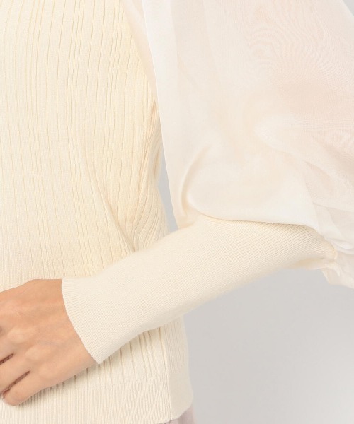 MISCH MASCH（ミッシュマッシュ）の「シアーマトンボリュームスリーブニット（ニット/セーター・レディース・モカ/ブラック/ピンクベージュ/ベージュ・MEDIUM）」の10枚目の写真