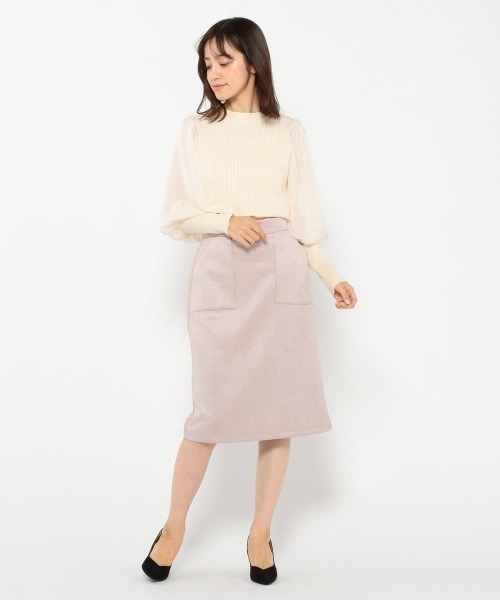 MISCH MASCH（ミッシュマッシュ）の「シアーマトンボリュームスリーブニット（ニット/セーター・レディース・モカ/ブラック/ピンクベージュ/ベージュ・MEDIUM）」の12枚目の写真