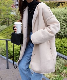 andme | フェイクスエード2wayボアノーカラーコート(ノーカラーコート)