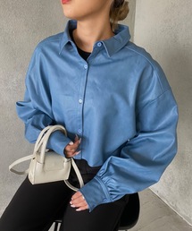 SHAGGIE（シャギー）の「レザーショート丈シャツ（Tシャツ/カットソー）」