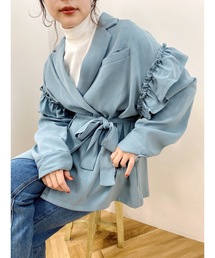 アシンメトリーフリルジャケット