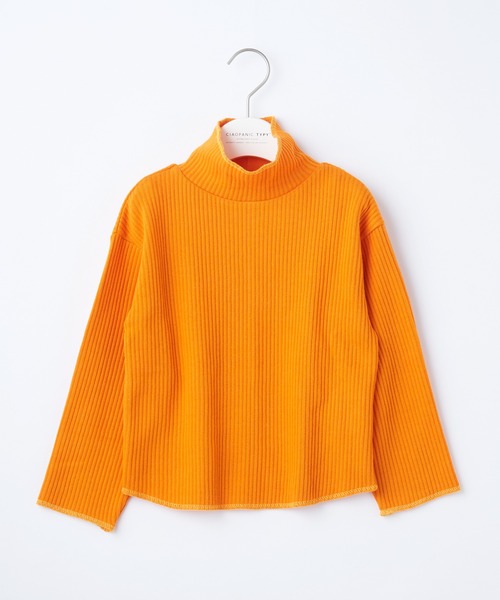 CIAOPANIC TYPY(チャオパニックティピー)の「【KIDS】配色ステッチリブタートルプルオーバー(ニット/セーター・キッズ・チャコールグレー/オレンジ/アイボリー・MEDIUM/LARGE/X-LARGE/XX-LARGE/SMALL)」の3枚目の写真