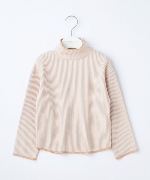 CIAOPANIC TYPY(チャオパニックティピー)の「【KIDS】配色ステッチリブタートルプルオーバー(ニット/セーター・キッズ・チャコールグレー/オレンジ/アイボリー・MEDIUM/LARGE/X-LARGE/XX-LARGE/SMALL)」の2枚目の写真