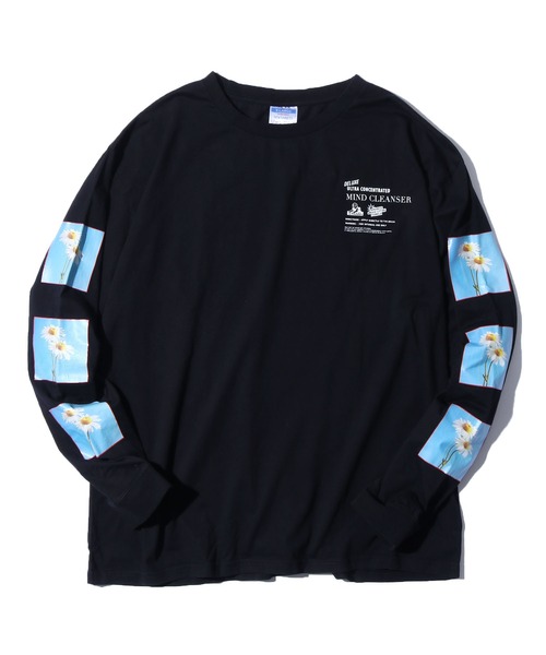 JUNGLES(ジャングルス)の「JUNGLES/ジャングルス FLOWER LONG SLEEVE TEE ロンT 袖ロゴ オーバーサイズ フラワープリント デイジー(Tシャツ/カットソー・メンズ・ブラック・M/L/XL)」の10枚目の写真