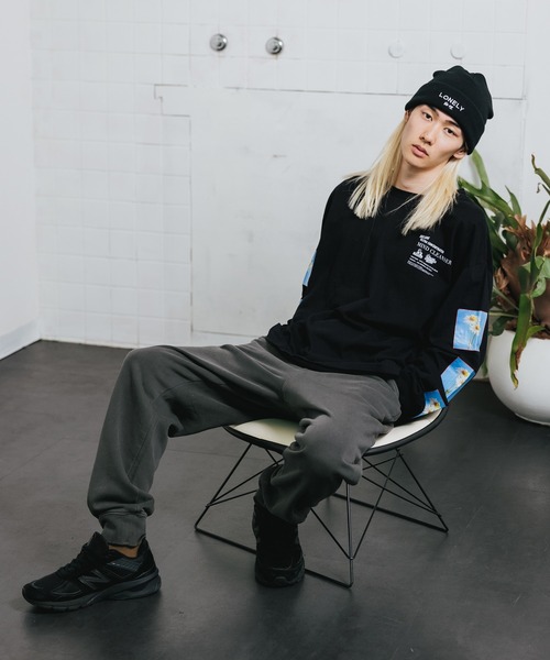 JUNGLES(ジャングルス)の「JUNGLES/ジャングルス FLOWER LONG SLEEVE TEE ロンT 袖ロゴ オーバーサイズ フラワープリント デイジー(Tシャツ/カットソー・メンズ・ブラック・M/L/XL)」の17枚目の写真
