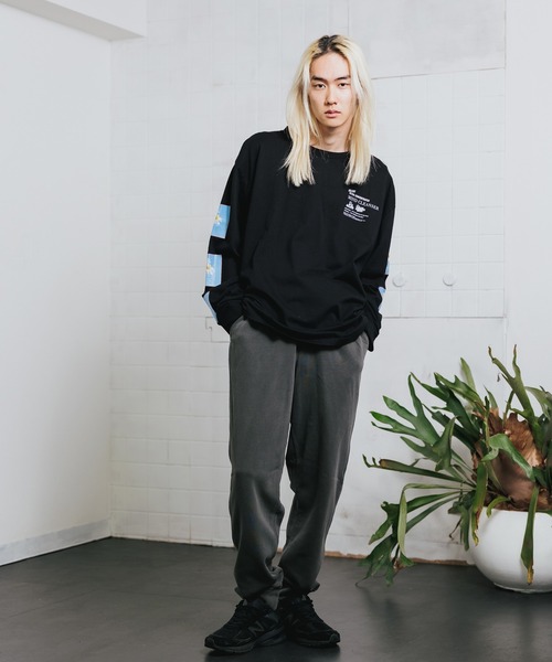 JUNGLES(ジャングルス)の「JUNGLES/ジャングルス FLOWER LONG SLEEVE TEE ロンT 袖ロゴ オーバーサイズ フラワープリント デイジー(Tシャツ/カットソー・メンズ・ブラック・M/L/XL)」の16枚目の写真