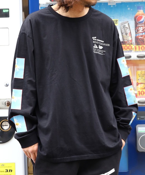 JUNGLES(ジャングルス)の「JUNGLES/ジャングルス FLOWER LONG SLEEVE TEE ロンT 袖ロゴ オーバーサイズ フラワープリント デイジー(Tシャツ/カットソー・メンズ・ブラック・M/L/XL)」の15枚目の写真