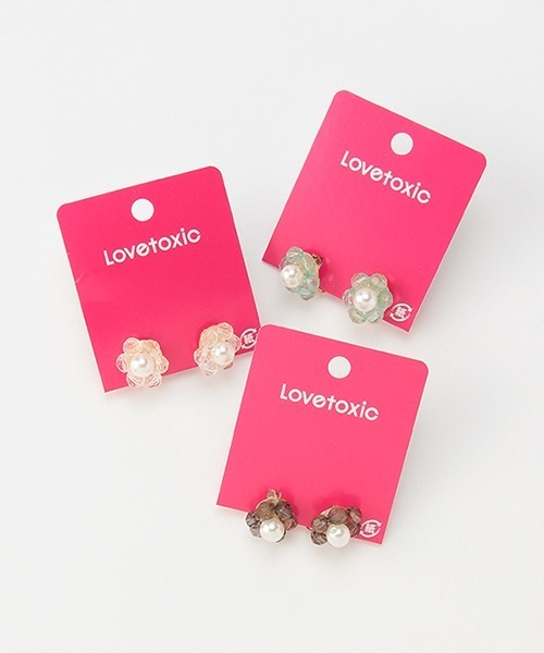 LOVETOXIC(ラブトキシック)の「マーガレットイヤリング(イヤリング・キッズ・ブラック/オフホワイト/エメラルド・FREE)」の5枚目の写真