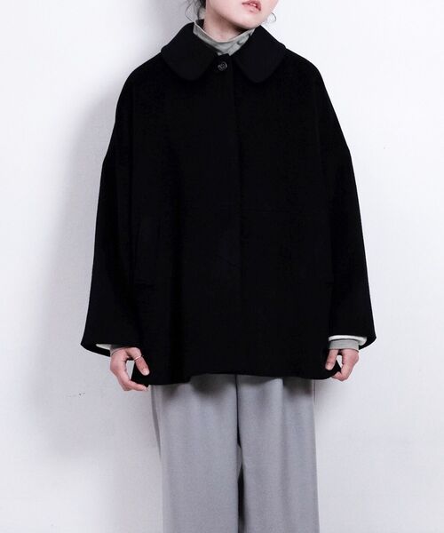 NIMES（ニーム）の「ウールフレアコート（ステンカラーコート・レディース・ネイビー/グレー・F）」の2枚目の写真