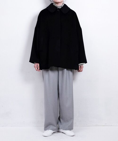 NIMES（ニーム）の「ウールフレアコート（ステンカラーコート・レディース・ネイビー/グレー・F）」の14枚目の写真