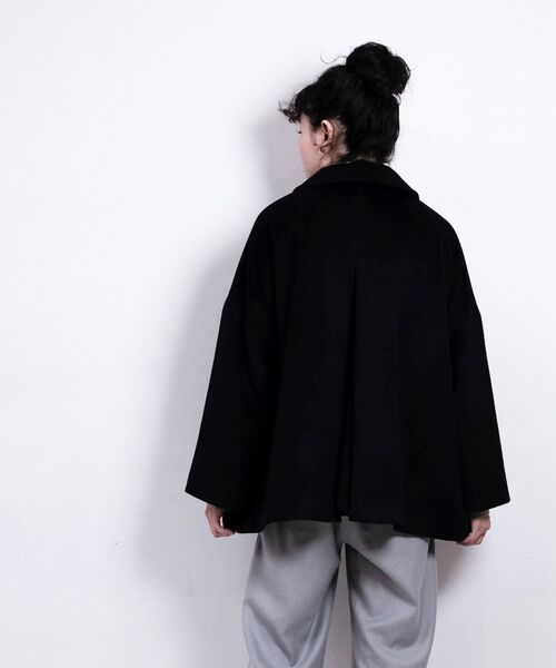 NIMES（ニーム）の「ウールフレアコート（ステンカラーコート・レディース・ネイビー/グレー・F）」の10枚目の写真