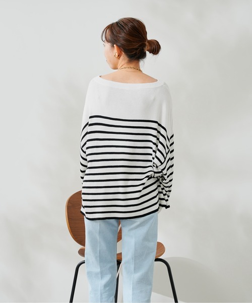 DouDou（ドゥドゥ）の「ボリューム袖ボーダープルオーバー（ニット/セーター・レディース・ブラック/ベージュ/ブルー・FREE）」の20枚目の写真