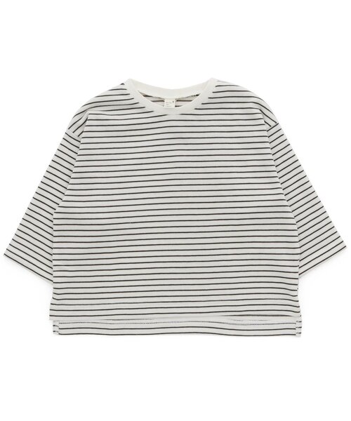 apres les cours（アプレレクール）の「/WEB限定 サイドスリットボーダーTシャツ（Tシャツ/カットソー・キッズ・ピンク/イエロー/ミント/チャコール・90/100/110/120/80/130）」の2枚目の写真