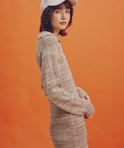 N.(N. Natural Beauty Basic)(エヌエヌナチュラルビューティーベーシック)の「◆MIXニットワンピース(ワンピース・レディース・ベージュ/オレンジ・MEDIUM)」の5枚目の写真