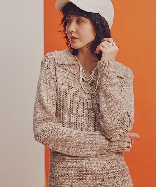 N.(N. Natural Beauty Basic)(エヌエヌナチュラルビューティーベーシック)の「◆MIXニットワンピース(ワンピース・レディース・ベージュ/オレンジ・MEDIUM)」の4枚目の写真